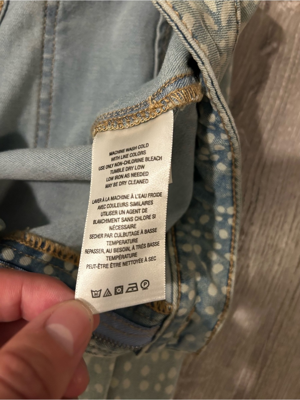 We The Free Light Blue Dot-Print Flared Bell Bottom Jeans - Picture 3 of 4